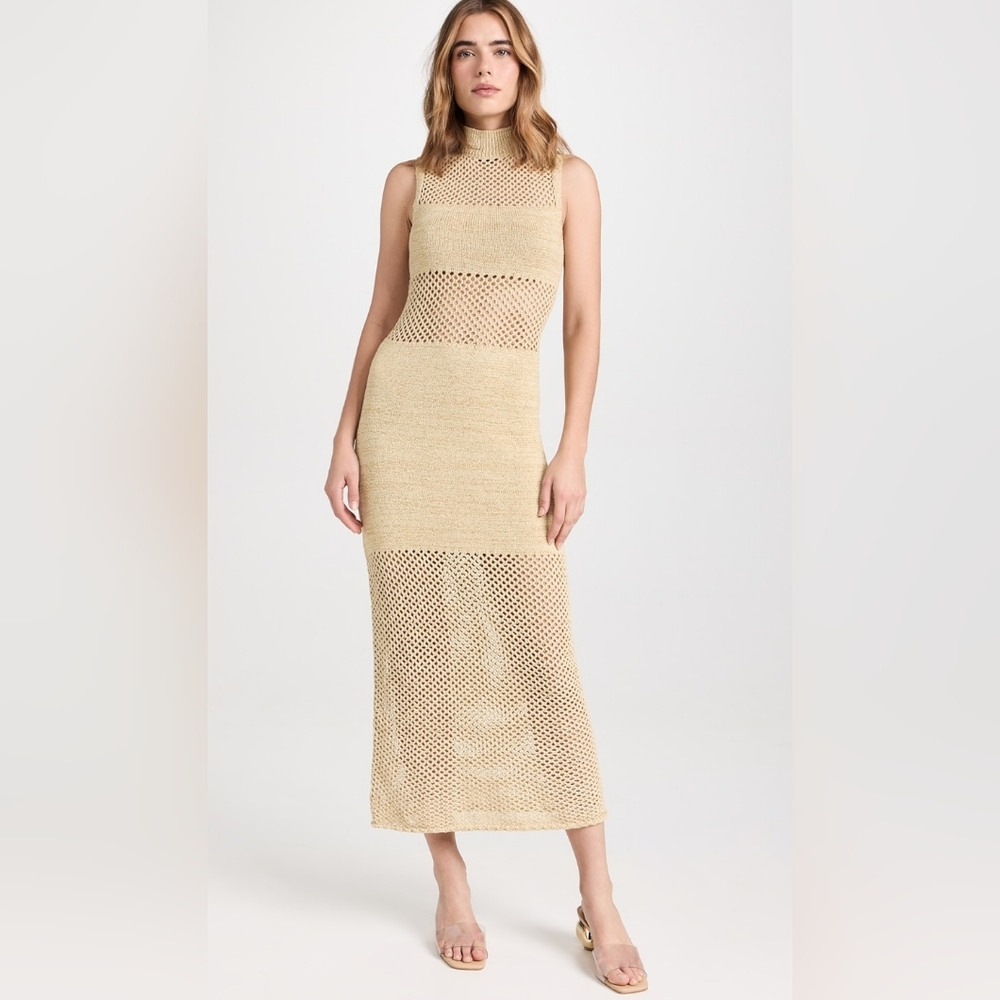 STAUD Adair Beige Knit Dress XL - Vacation Vibes
